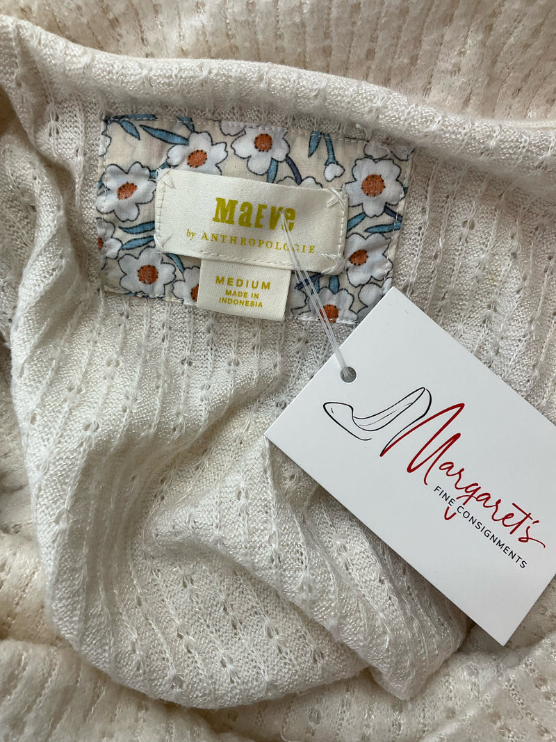 Maeve Cream Solid Pre-Owned Ladies Top - Size Medium