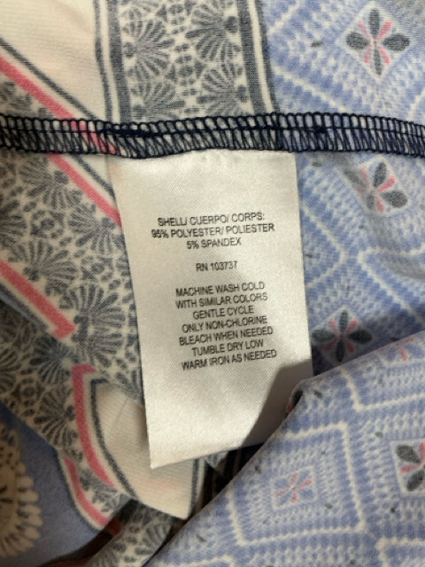 Donna Morgan Navy/white/pink Shift Mosaic Medallion Print Shift Dress Size 4 - Size 4