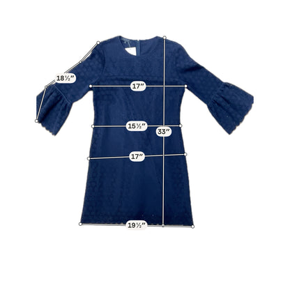 Lafayette 148 New York Navy Blue Lace Bell Sleeve Shift Dress Size Medium