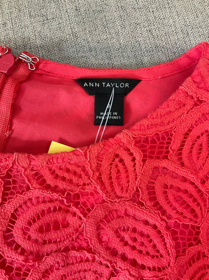 Ann Taylor Coral Floral Lace Flutter Sleeve Shift Dress Size 8