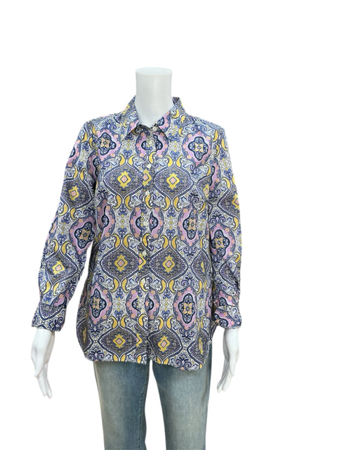 Talbots Purple/Yellow Paisley Top Size Small