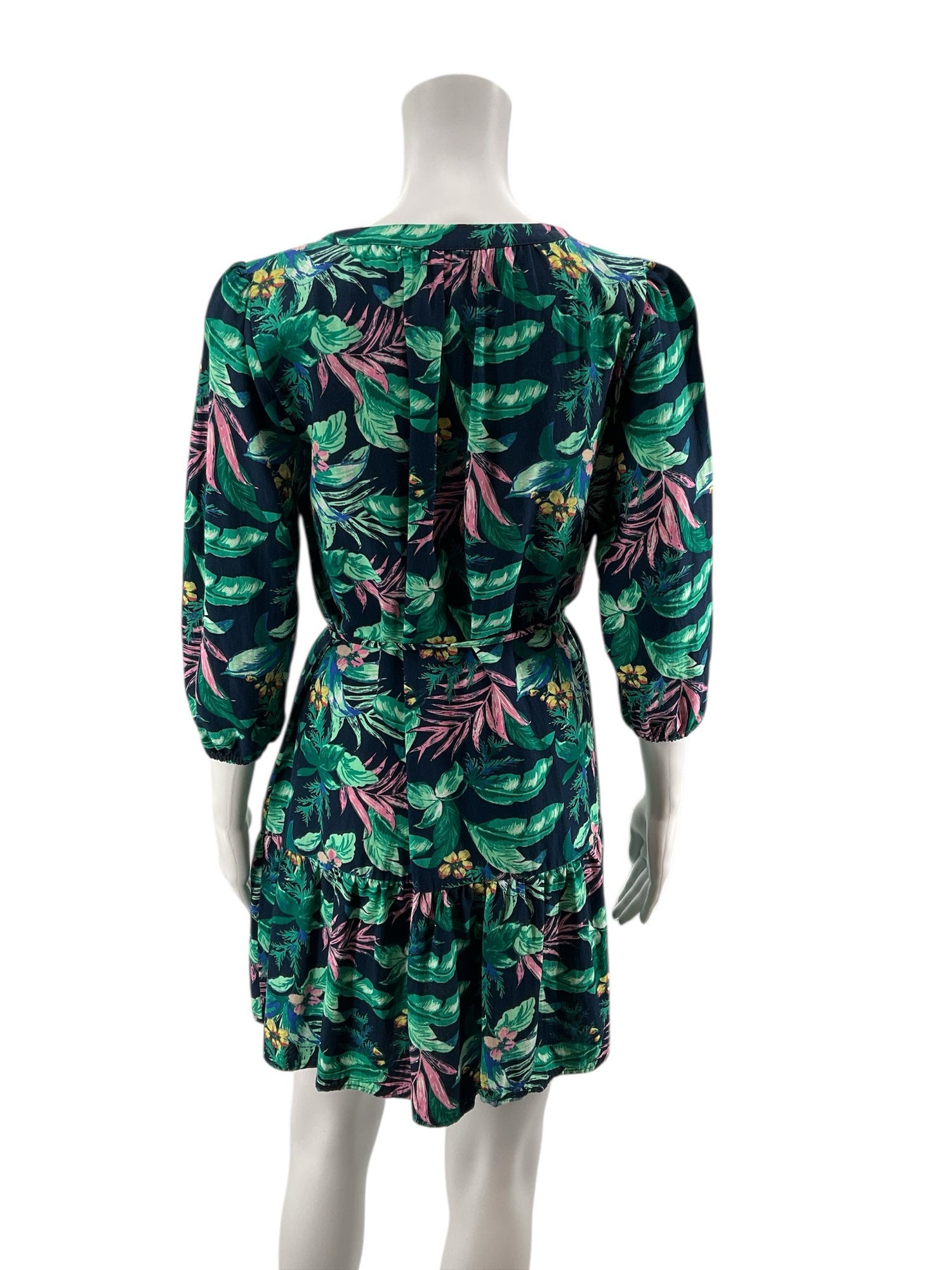 Loft Navy/Teal/Pink/Orange Floral Navy/Teal/Pink/Orange Floral Pre-Owned Ladies Dress - Size Medium Petite - Size mp