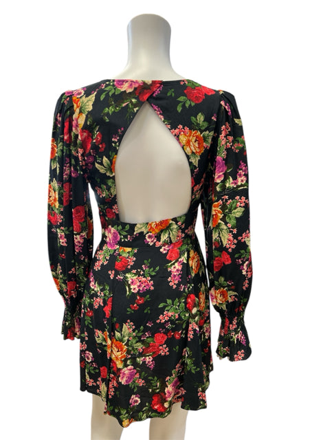 Oliviaceous Size Small Black Floral Pre-Owned Ladies Dress