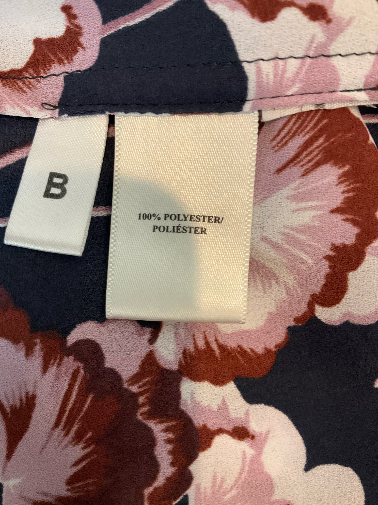 Ann Taylor Navy/Purple Button Down Floral Print Button Down Blouse Top Size Small Navy Purple - Size S
