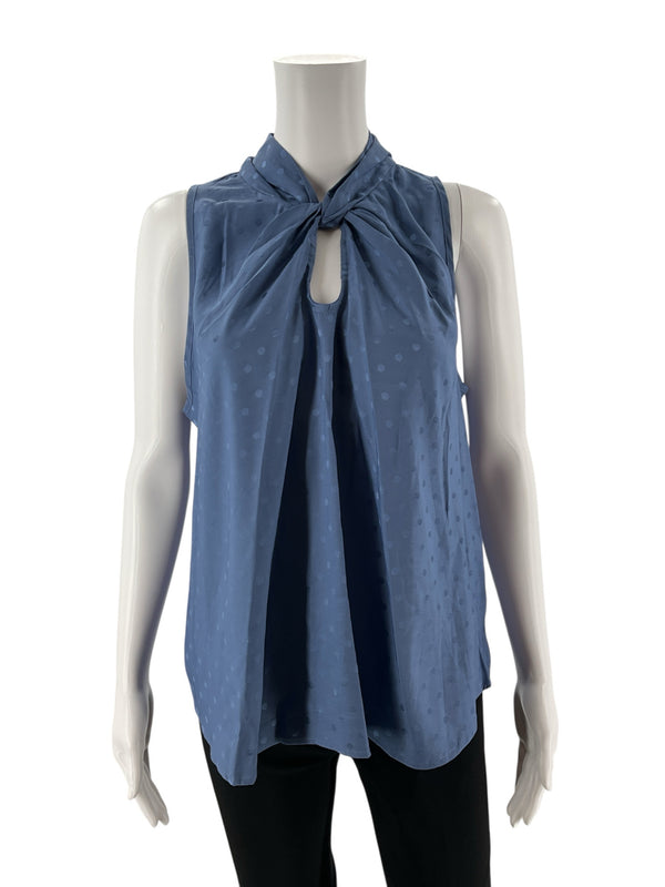 Status Blue Polka Dot Pre-Owned Ladies Top - Size Large