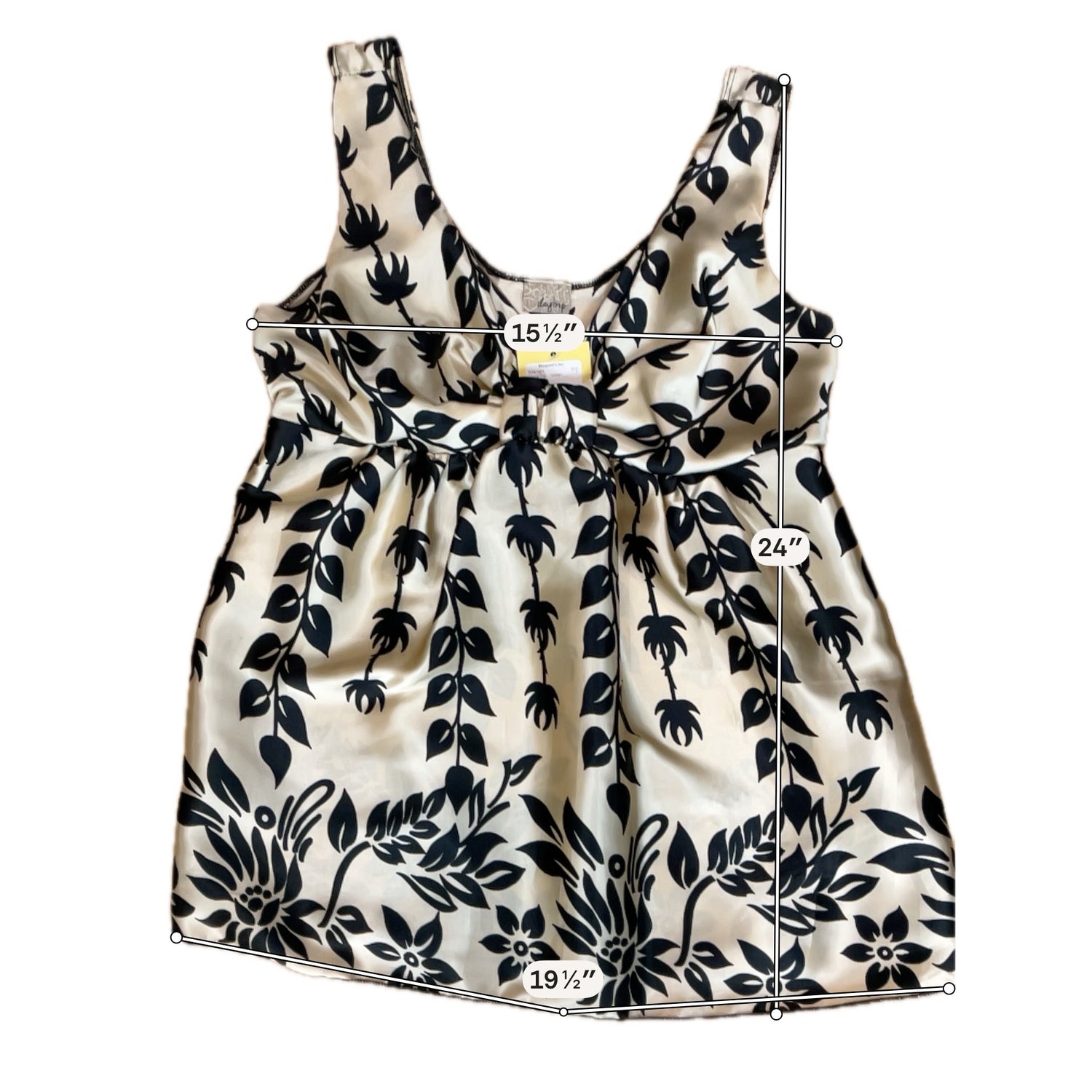 Day to Eve Beginnings Tropical Satin Babydoll Cami Top Size Small