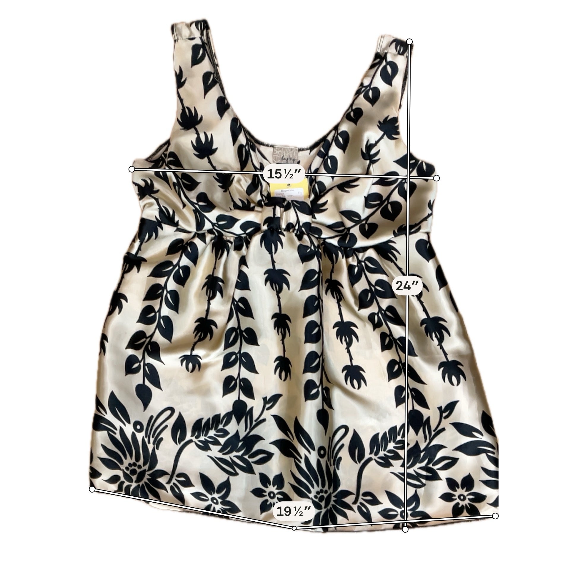 Day to Eve Beginnings Tropical Satin Babydoll Cami Top Size Small