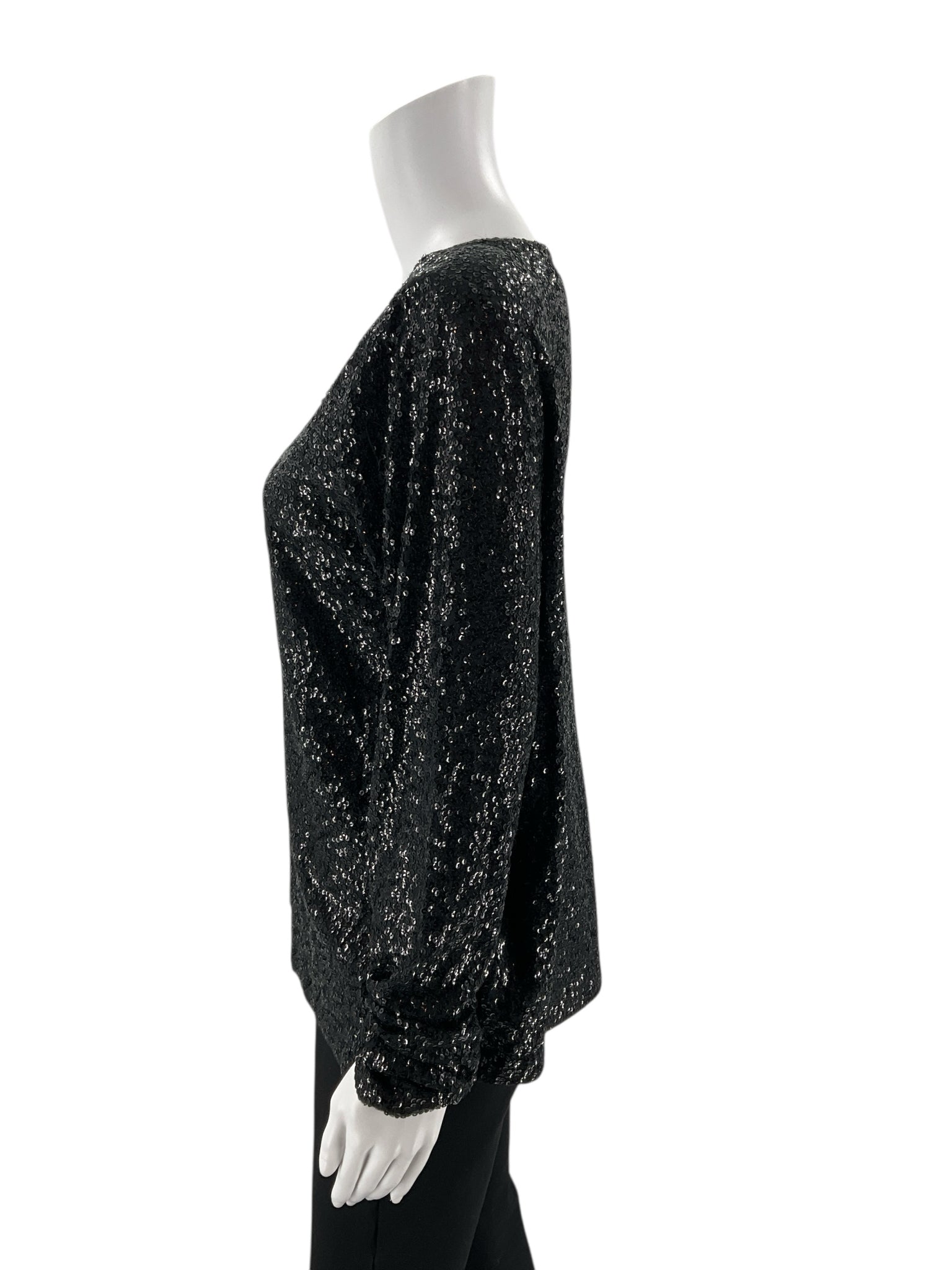 J Crew - Black Sequins Pre-Owned Ladies Casual Top - Size XL