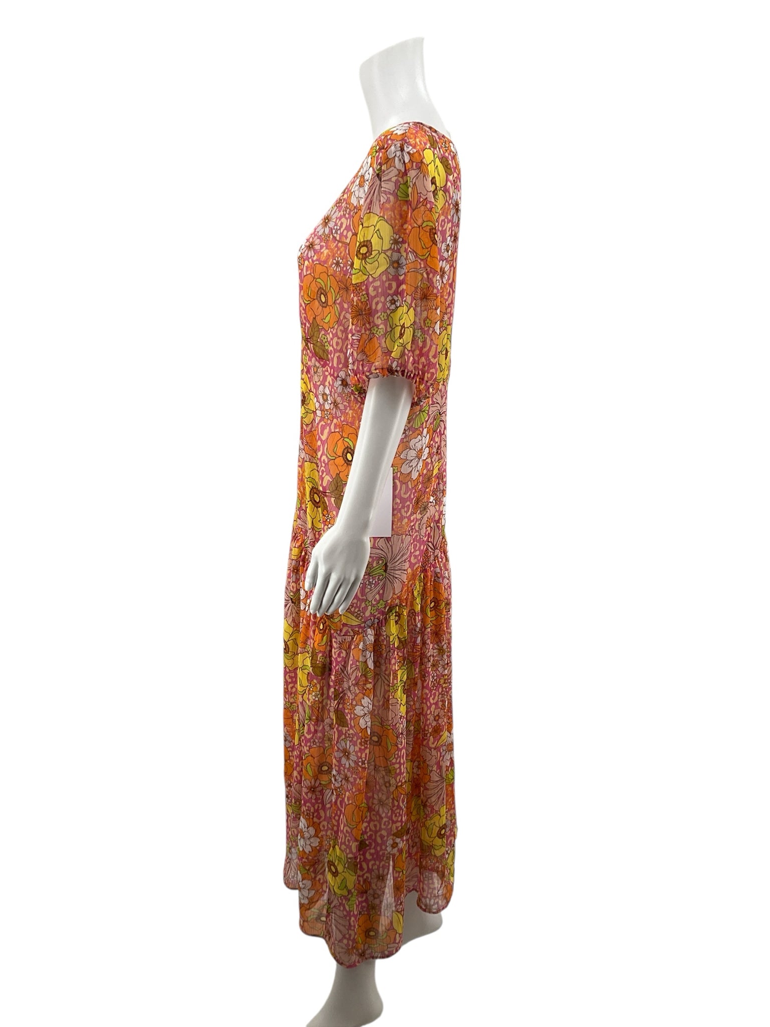 Never Fully Dressed Yellow/Pink/Orange Maxi Vienna Floral Wrap Dress UK 16 / US 12 NWT - Size 16