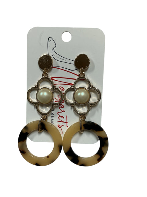 Marist Designs Tortoiseshell Quatrefoil Pearl Gold-Tone Dangle Earrings