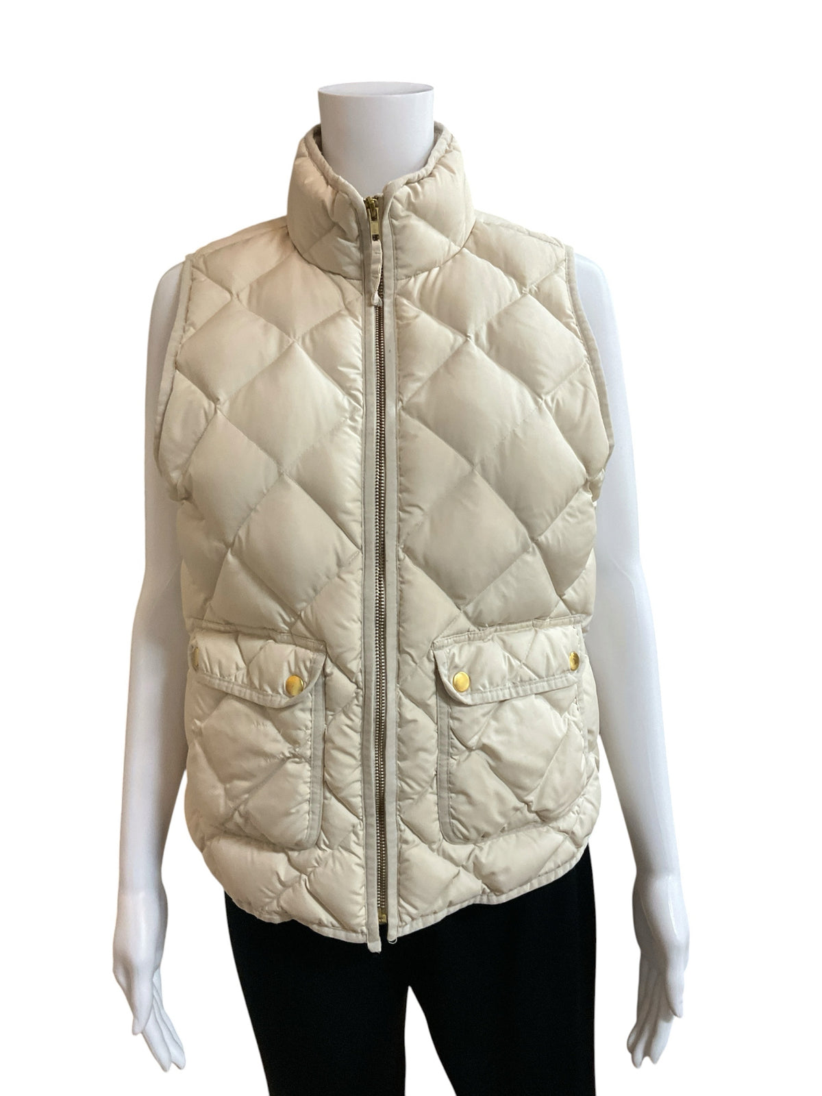 J. Crew Excursion Quilted Down Puffer Vest Ecru Size Small