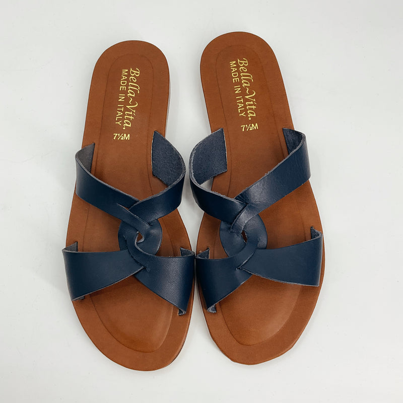 Bella Vita Navy Solid Pre-Owned Ladies Sandals - Size 7.5 - Margaret’s Fine Consignment