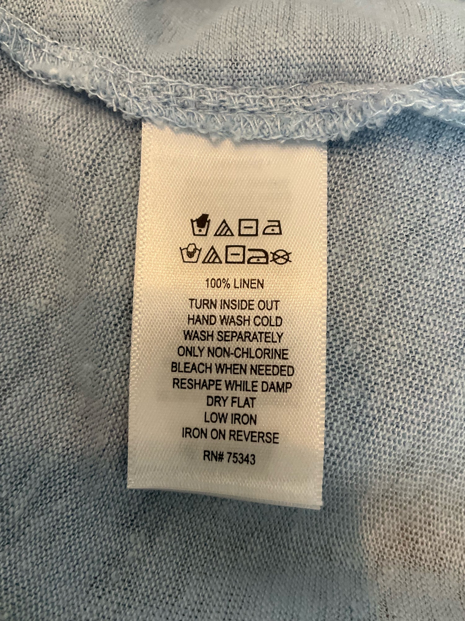 Sigrid Olsen Baby Blue 100% Linen Cap Sleeve Top Size XL
