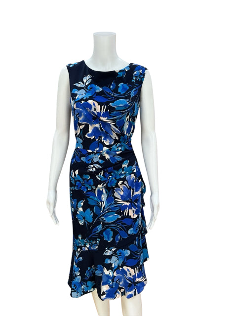 Andrew Marc navy/white Cocktail Navy &amp;amp; White Floral Sleeveless Sheath Dress NWT Size 10 - Size 10