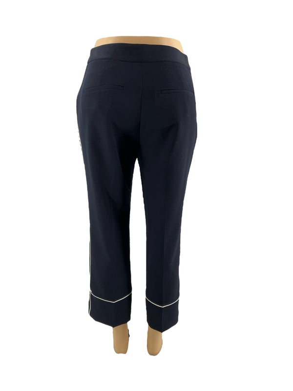 Tahari Navy/White Solid Pre-Owned Ladies New With Tags Pants - Size 8