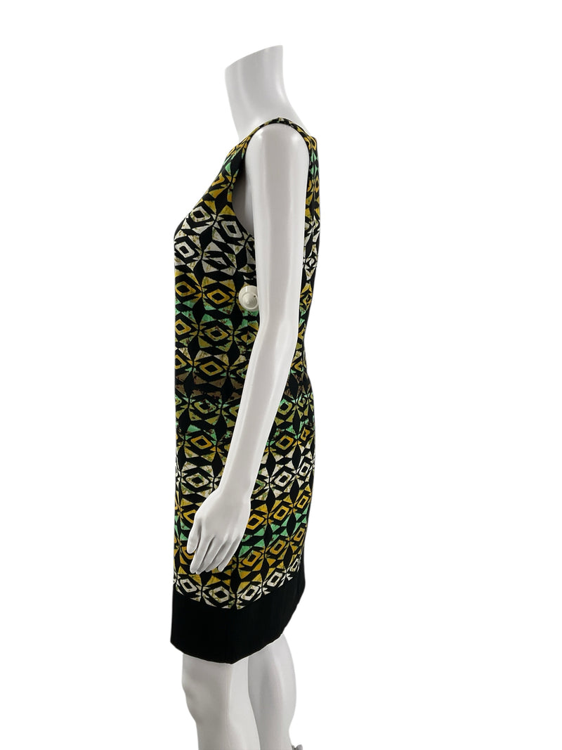 AB Studio Black/Yellow/Green Print Pre-Owned Ladies Dress - Size 6