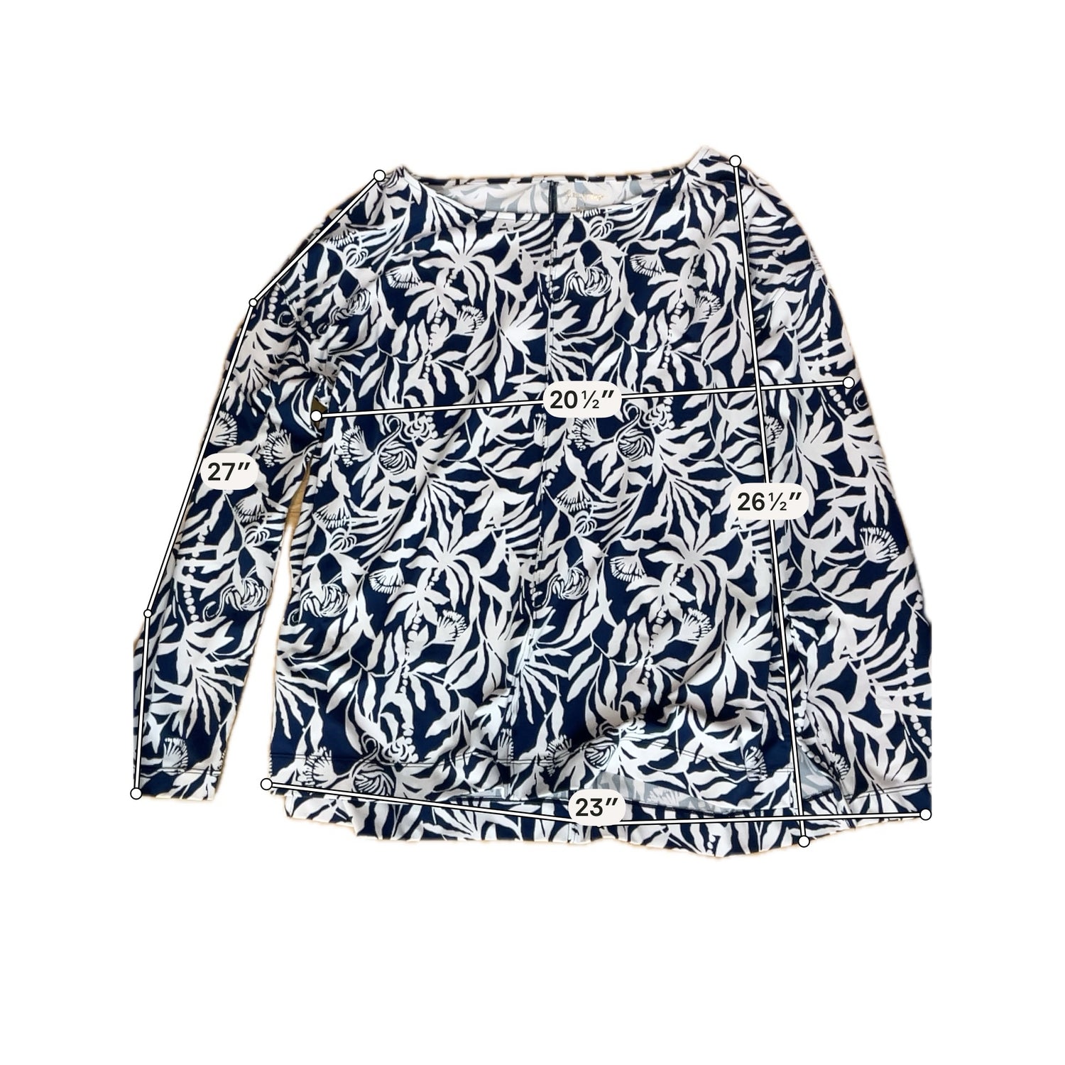 Lilly Pulitzer Loro Top In The Vias Navy Floral Print Boat Neck Blouse | Large