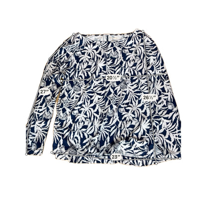 Lilly Pulitzer Loro Top In The Vias Navy Floral Print Boat Neck Blouse | Large