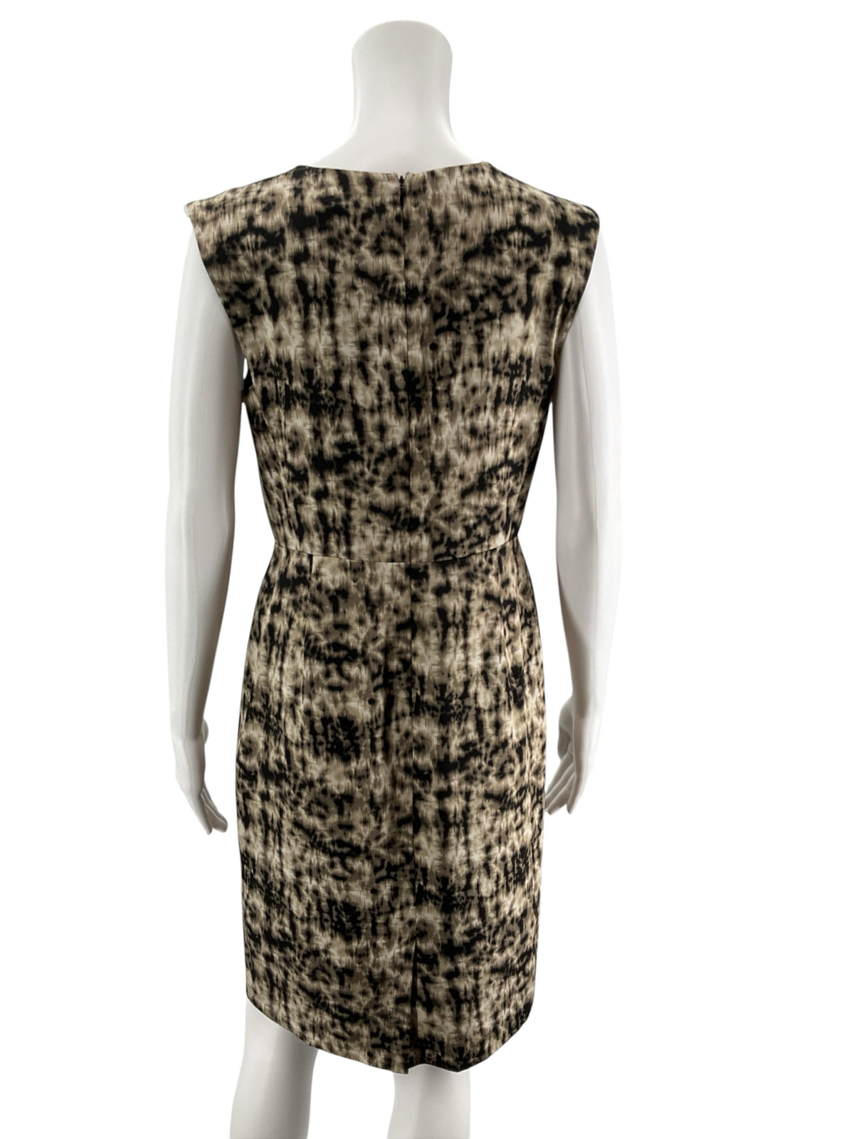 Ann Taylor Ikat Print Silk Blend Sheath Dress Size 4 | Brown Black - ONLINE ONLY