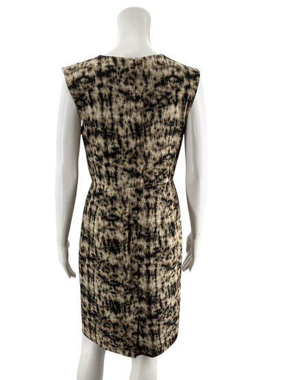 Ann Taylor Ikat Print Silk Blend Sheath Dress Size 4 | Brown Black - ONLINE ONLY