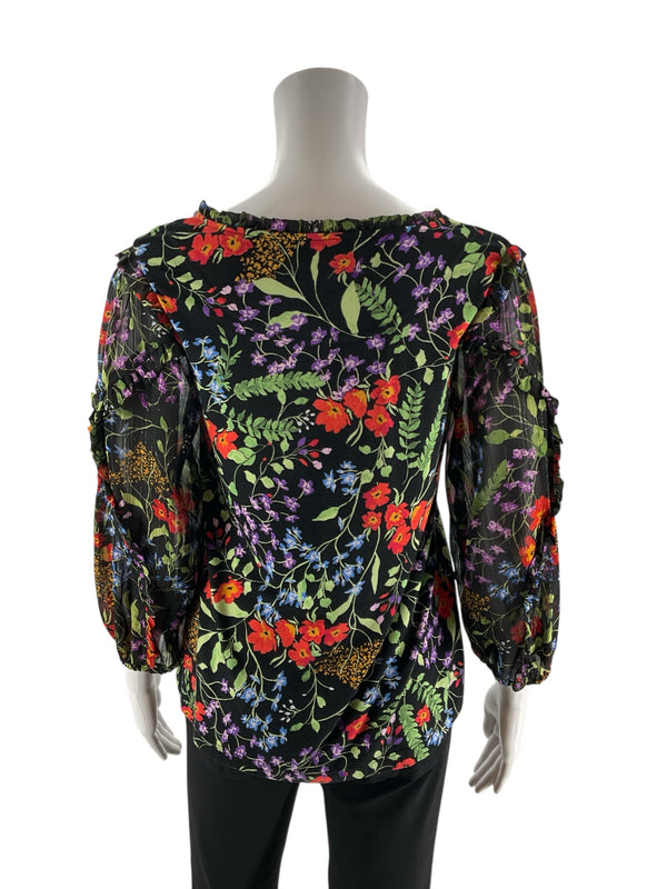 Maeve Black/Multi Floral Pre-Owned Ladies Top - Size XS