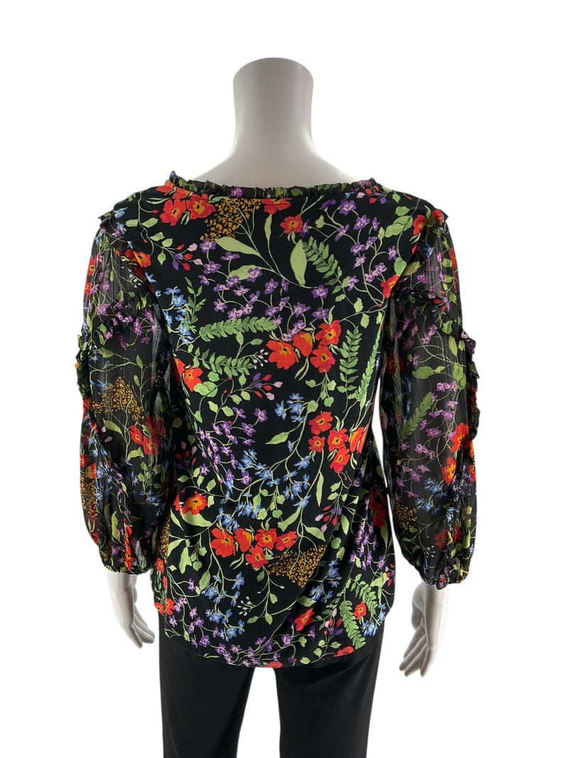 Maeve Black/Multi Floral Pre-Owned Ladies Top - Size XS