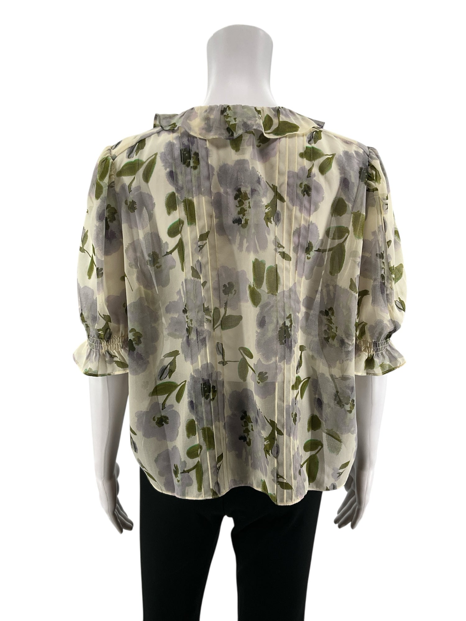 cabi green/cream Casual Top - Downstairs Size L green/cream Floral Pre-Owned Ladies Casual Top - Downstairs - Size L