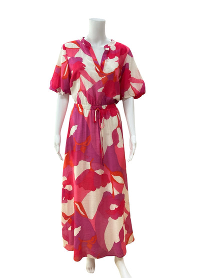 Vince Vince Camuto Floral Puff Sleeve Drawstring Waist Maxi Dress Size Large - ONLINE ONLY