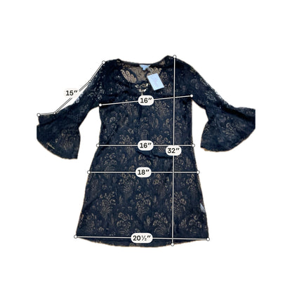 Blue Island Black Lace Bell Sleeve Coverup - Size Small - ONLINE ONLY