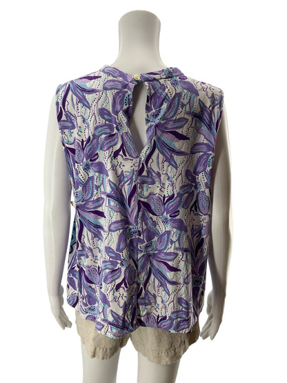 Lilly Pulitzer Nevie Top Orchid Oasis Floral Sleeveless Blouse XL