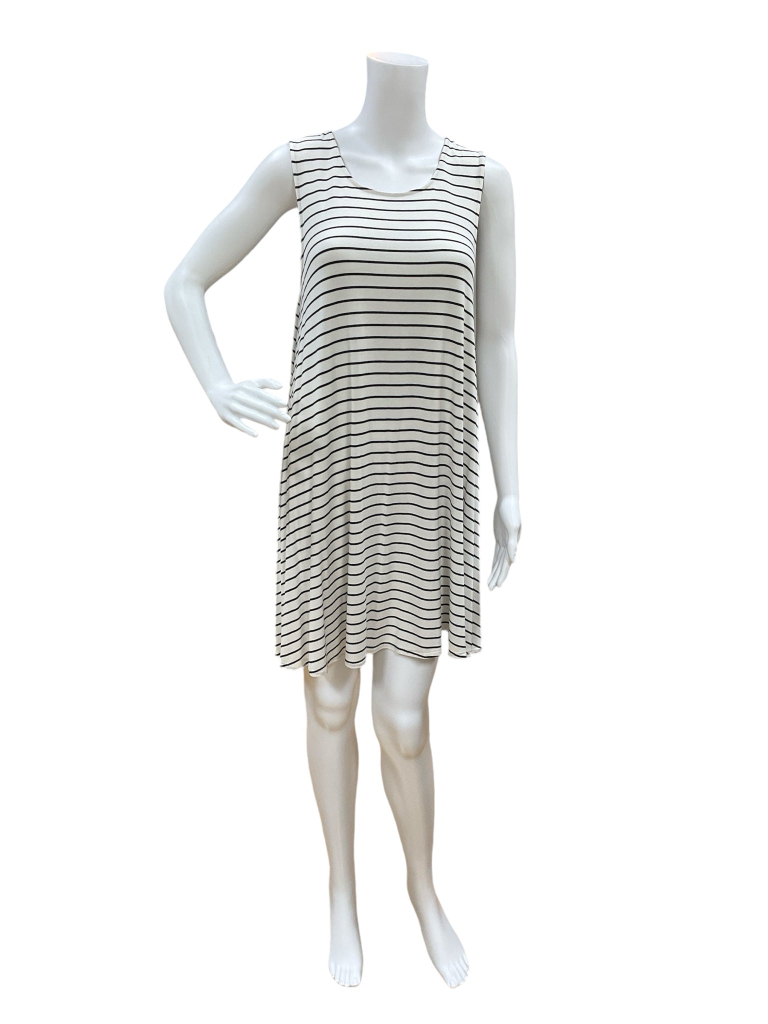 American Eagle White/Black Stripe Dress Size Small - front view