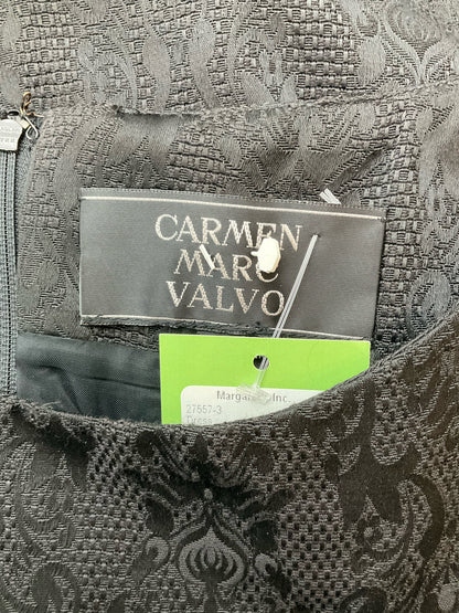 Carmen Marc Valvo Black Lace Baroque Jacquard Sheath Cocktail Dress Size 10