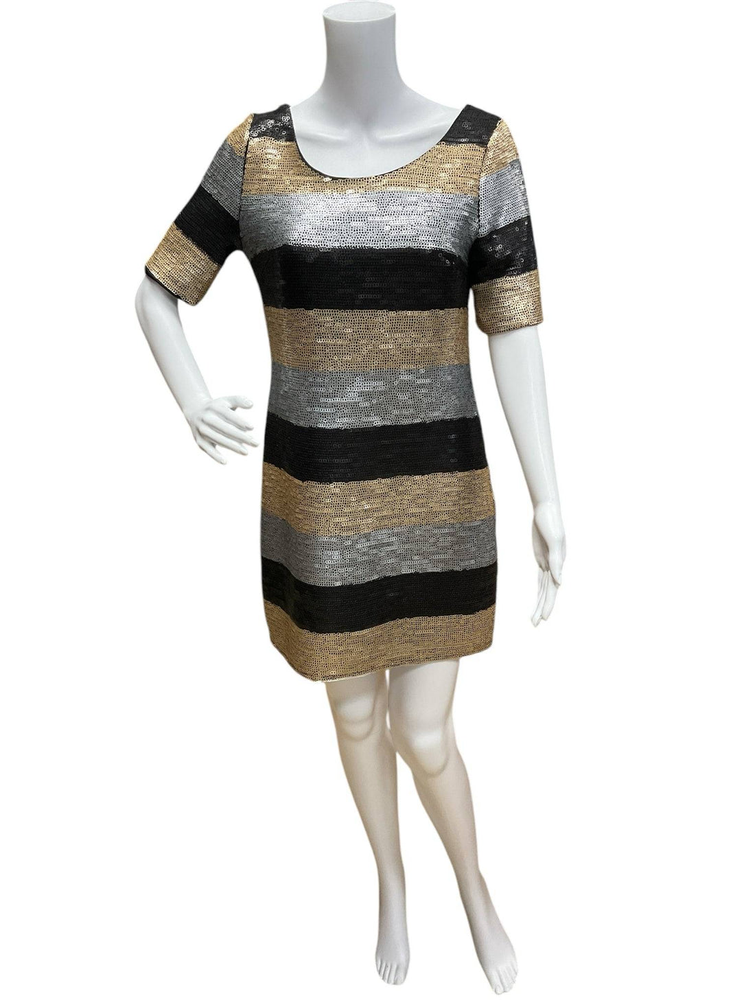 Emmelee Black/Gold Sequin Pre-Owned Ladies Dress - Size Small - Margaret’s Fine Consignment