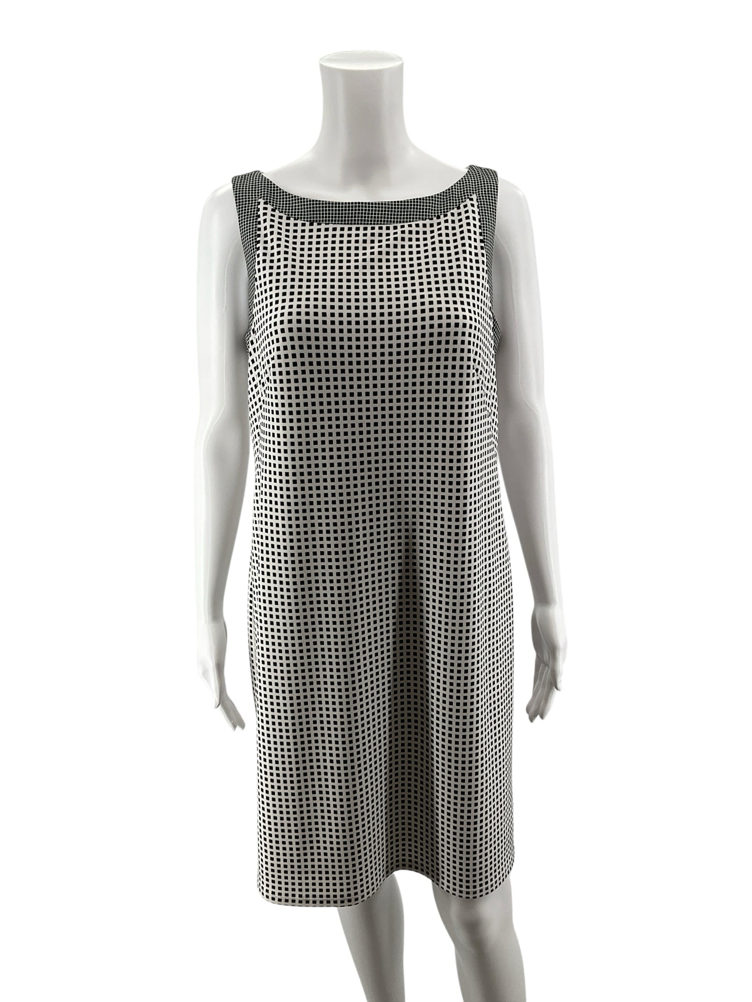 Ann Taylor Checkered Shift Dress Black White Sleeveless Size Small