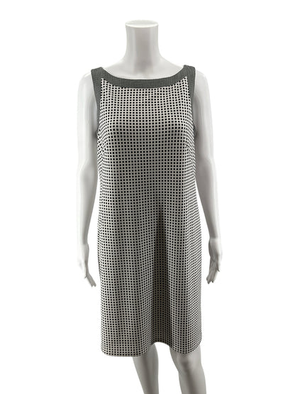 Ann Taylor Checkered Shift Dress Black White Sleeveless Size Small