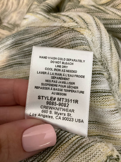 Bobeau Twist Front Slub Knit Top Yellow Green Heathered USA Made Size Medium