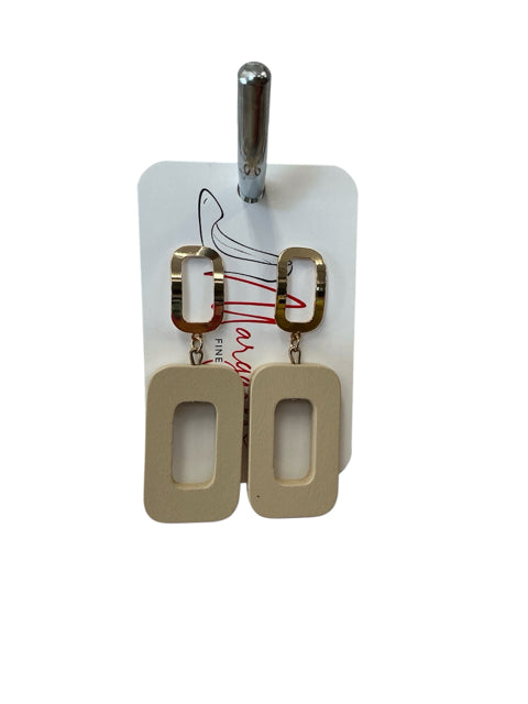 Mauve Fine Jewelry Geometric Cream &amp; Gold Rectangle Dangle Earrings