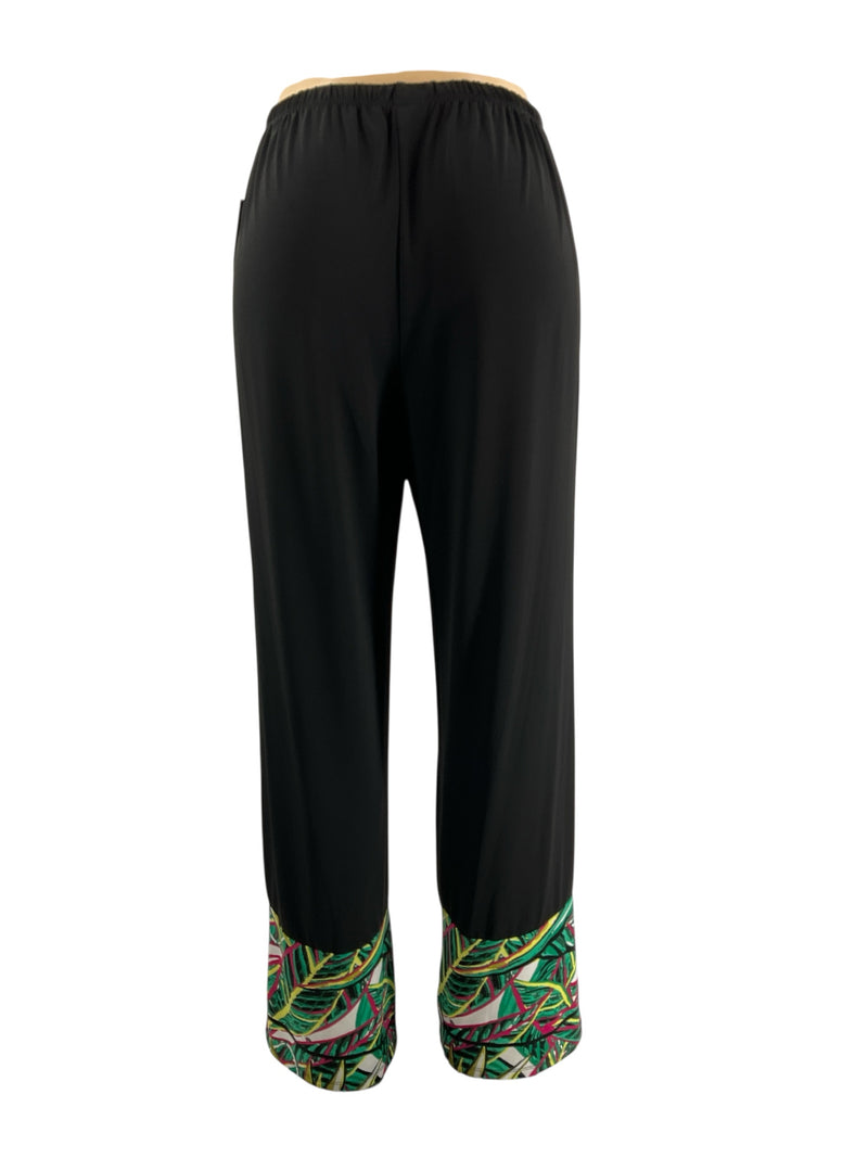 Melissa Paige Black Leaf Cuff Wide-Leg Pants – Size Large, NWT - Margaret’s Fine Consignment