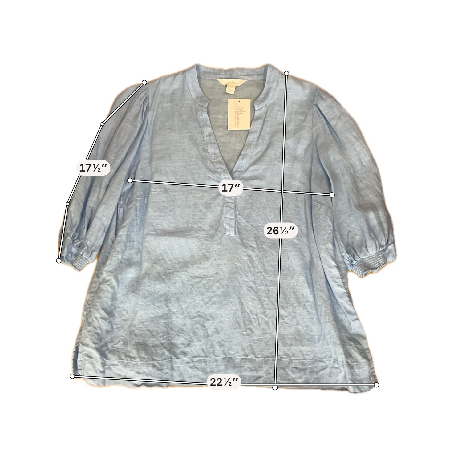 Lilly Pulitzer Tisbury Linen Popover Top Blue Grotto Size 14
