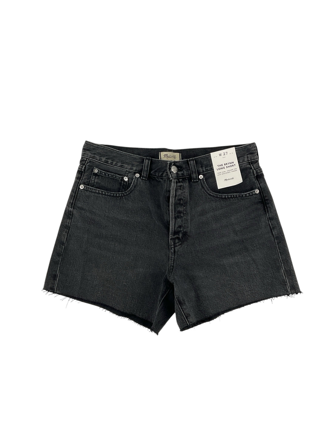 Madewell The Brynn Long Short High Rise Denim Shorts Faded Black NWT Size 6 / 27