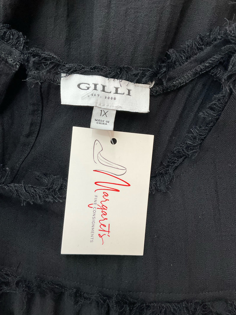 GILLI Black Fringe Pre-Owned Ladies Top - Size 1X