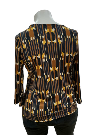 Ellen Tracy Navy/Yellow Print Pre-Owned Ladies Top - Size XL - Margaret’s Fine Consignment