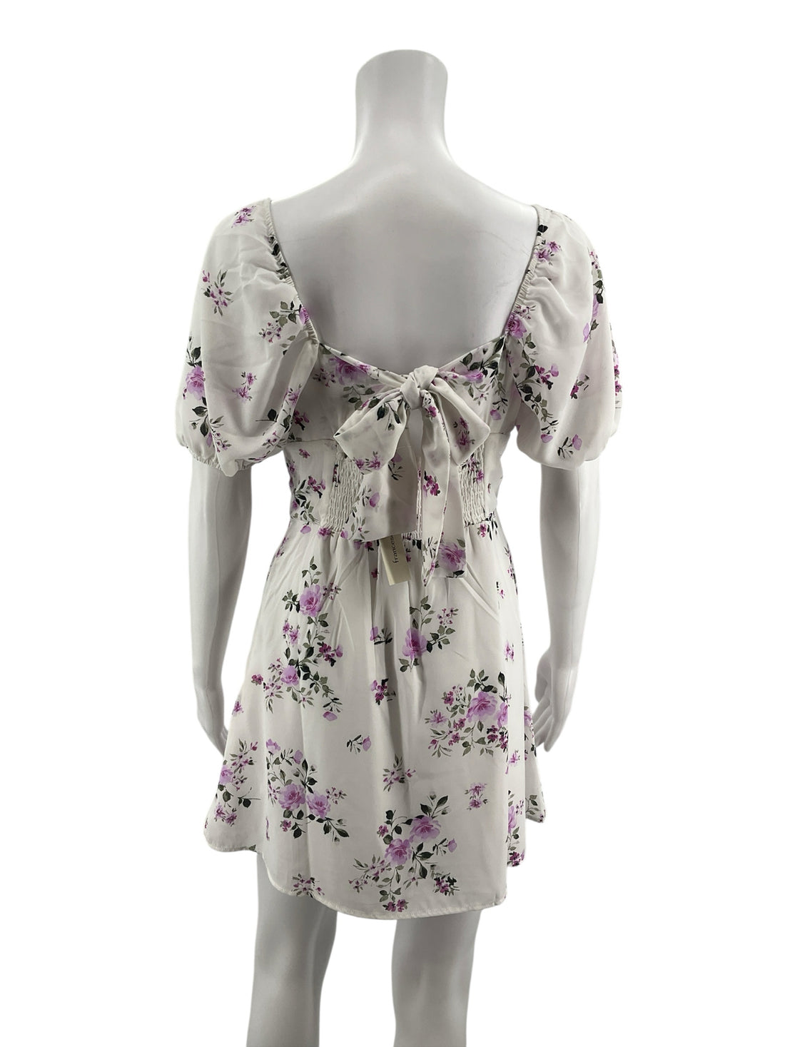 Mi ami White/Purple Floral Pre-Owned Ladies New With Tags Dress - Size Small