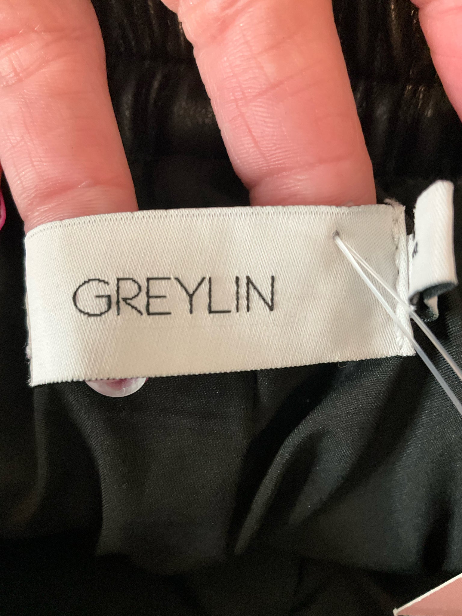 Greylin Black Pant Alani Faux Leather Pants Size Small Black High Rise Tapered Pleated - Size S