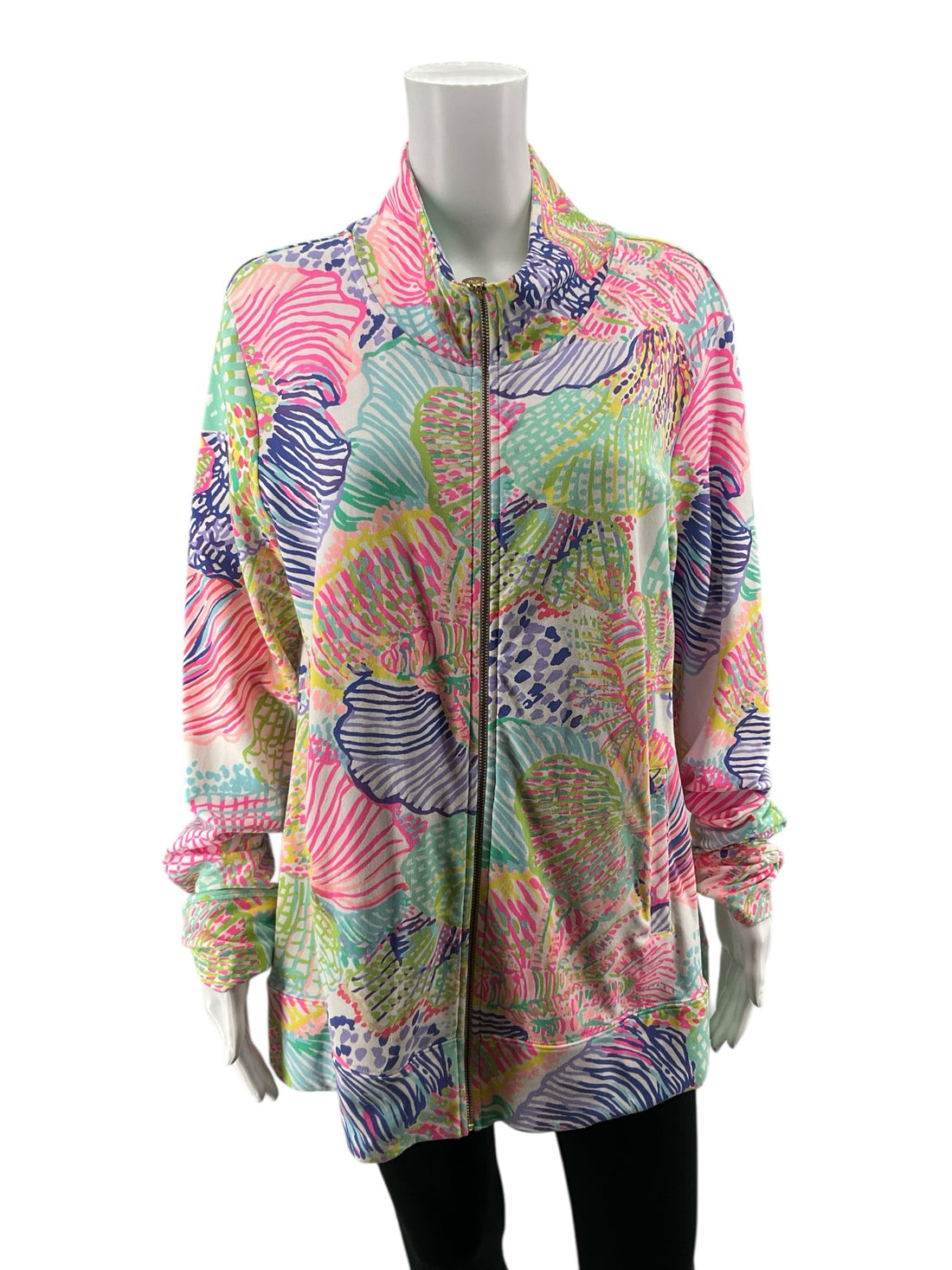 Lilly Pulitzer white/blue/pink Jacket Skipper Popover Jacket Jellies Be Jammin Print XL - Size XL