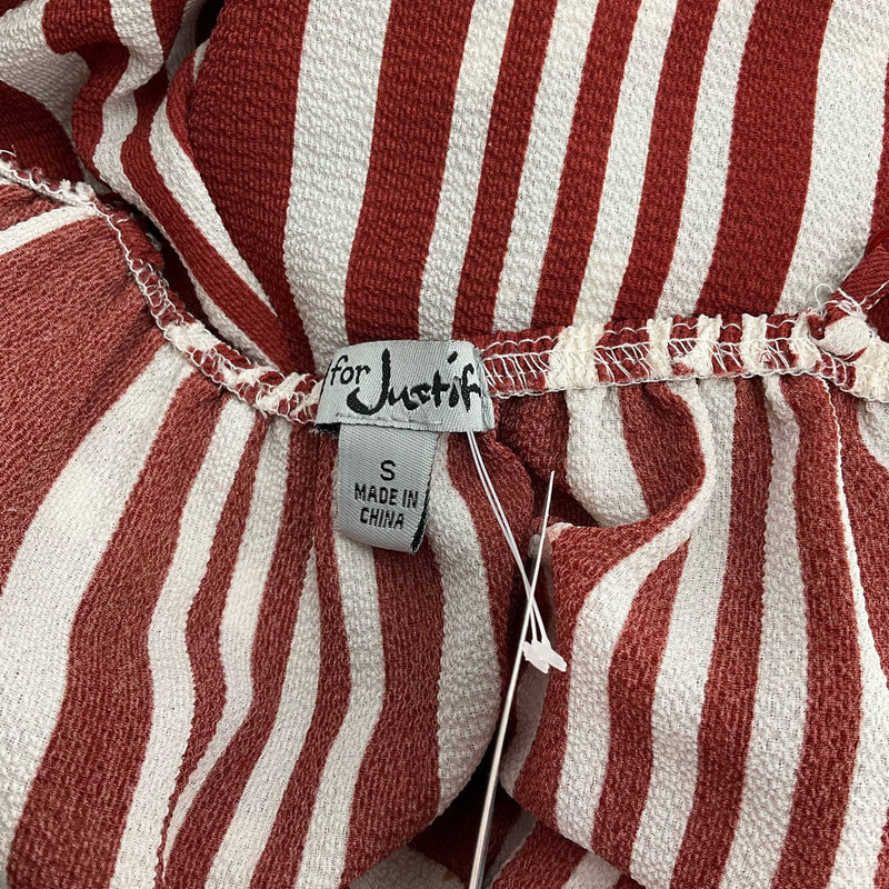 J for Justify Rust/White Striped Ladies Pre-Owned Jumpsuit - Size Small - Margaret’s Fine Consignment