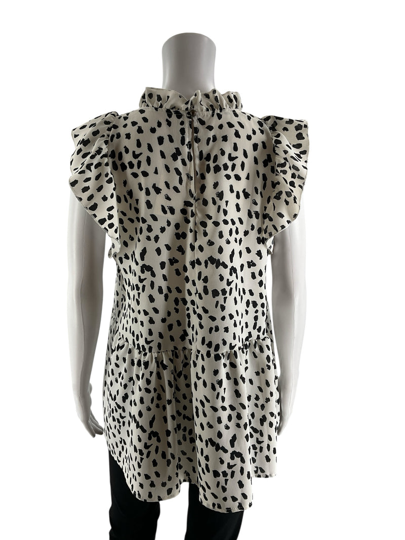 Entro White/Black Print Pre-Owned Ladies Top - Size Medium