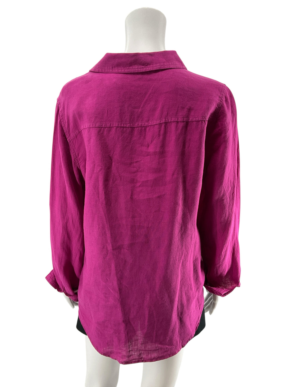 Lilly Pulitzer Sea View Fuchsia Pink Linen Button Down Top Size Large