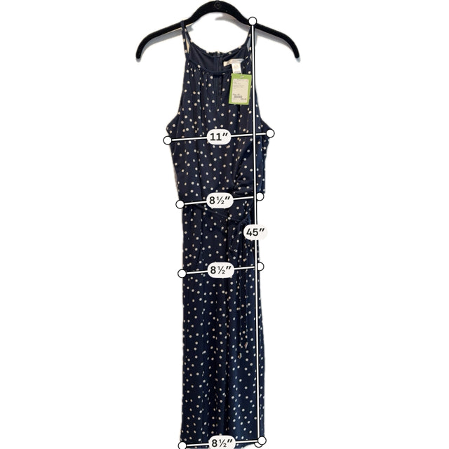 London Times Navy &amp; White Polka Dot Halter Jump Suit – Women’s Size 6 Petite - ONLINE ONLY