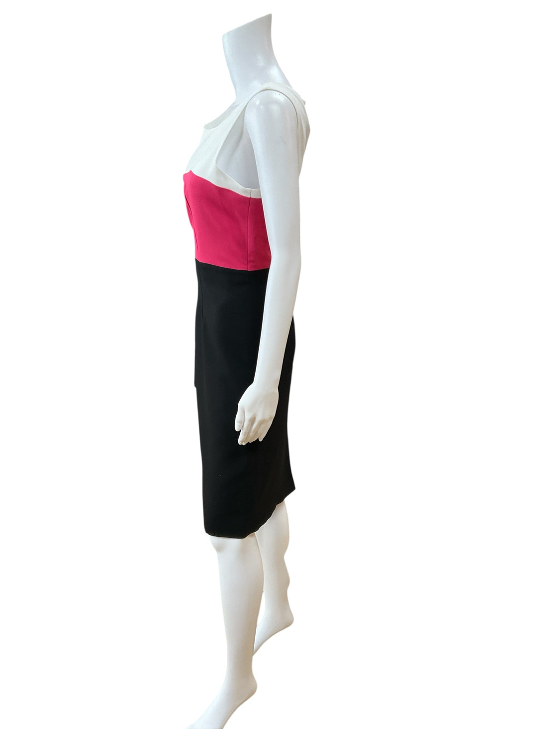 Kasper White/Pink/Black Color Block Pre-Owned Ladies Dress - Size 10 - Margaret’s Fine Consignment